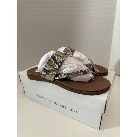 Steve Madden Athens Strappy Flat Sandal Snake print NIB - Picture 5 of 8
